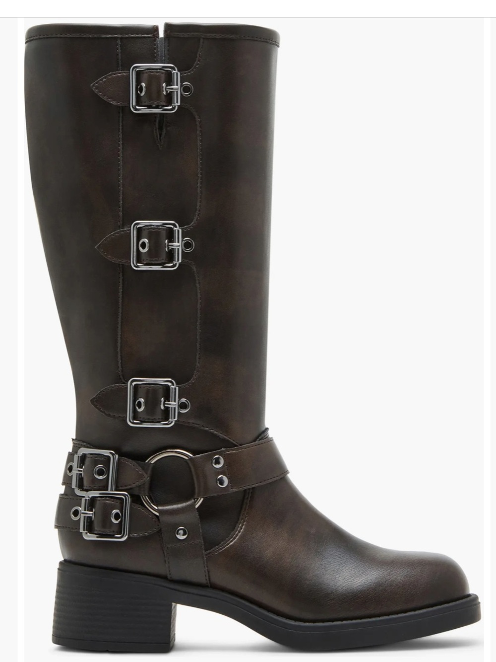 Madden Girl Clara Tall Brown Distressed Buckle Boots Women’s size 9